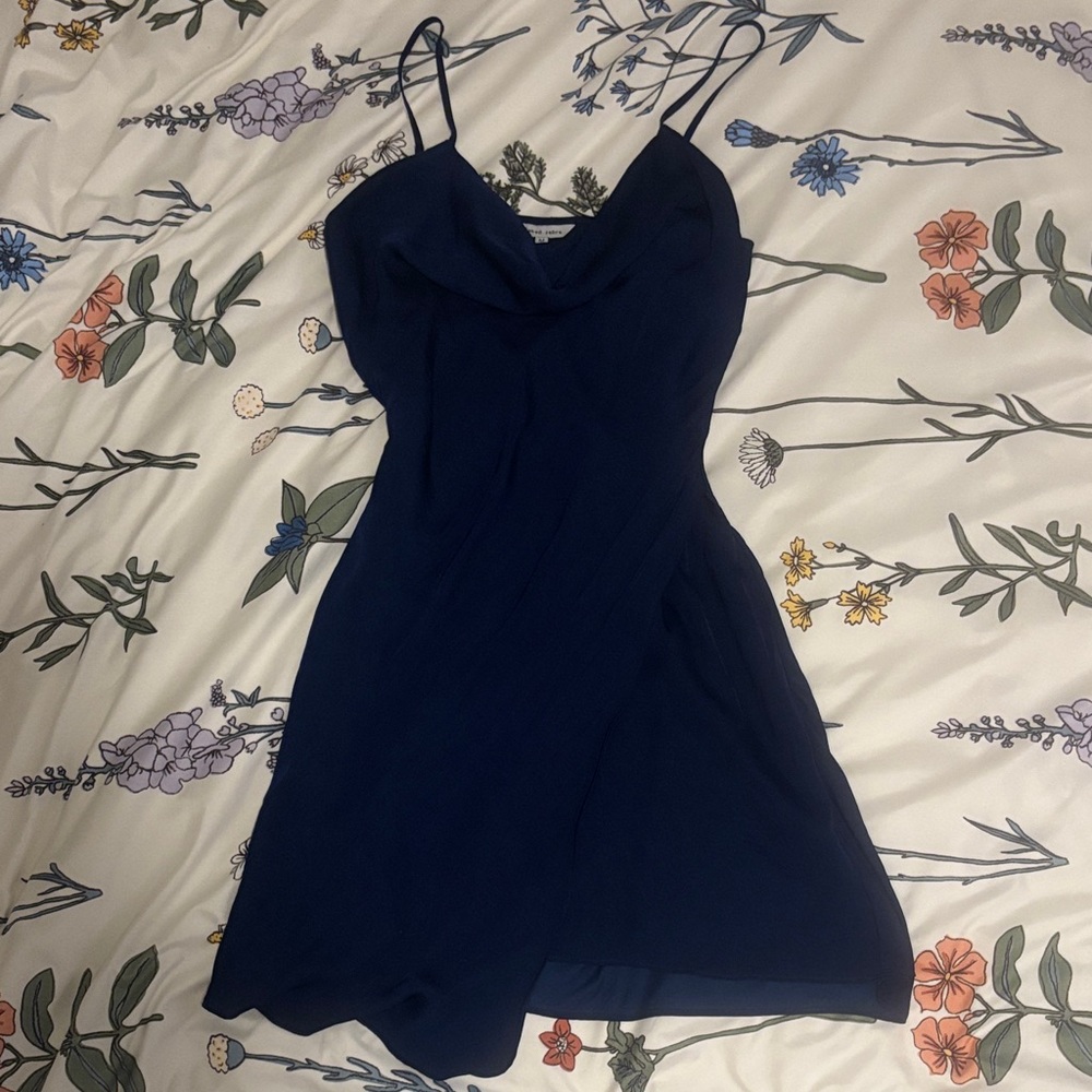 Slinky Navy Blue Spaghetti Strap Dress